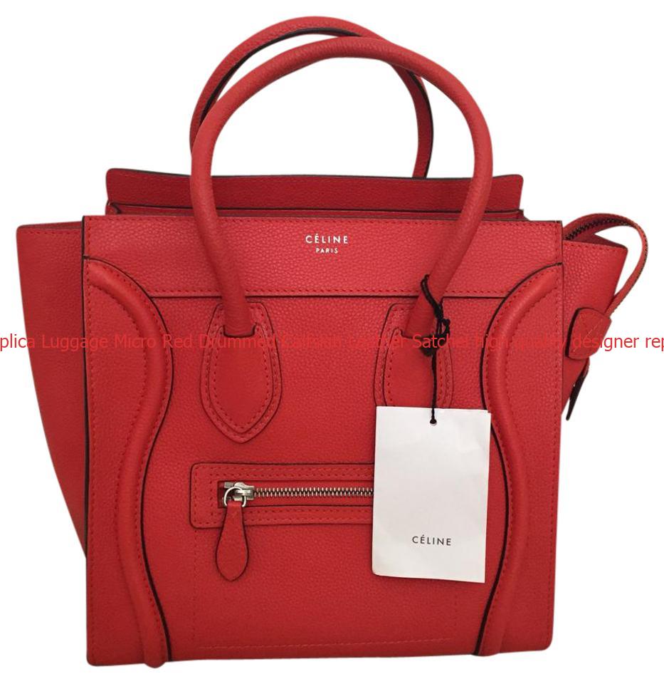 Best Céline 1:1 Mirror Replica Luggage Micro Red Drummed Calfskin Leather Satchel high quality ...